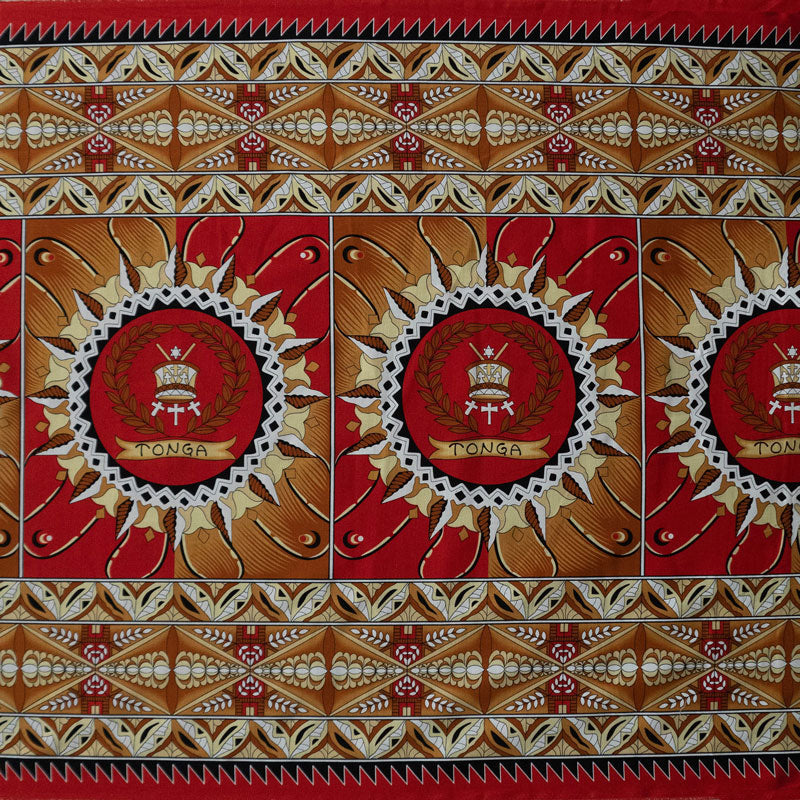 Tongan Seal Double Border | Cotton Light-Barkcloth Fabric