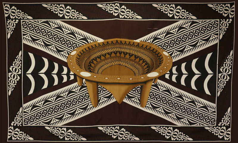 Kingdom of Tonga Kava Bowl All Around Border Crossing pattern | Sarong Brown