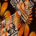 Hibiscus Geometric Floral Design | Rayon Fabric Orange