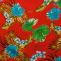 Hibiscus Plumeria Banana Leaves Palm Leaves | Glitter Polyester Fabric Red