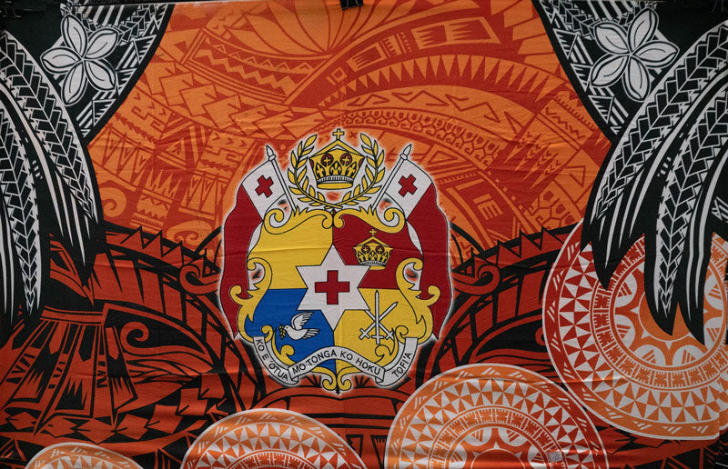 Kingdom of Tonga Seal Plumeria Tattoo design | Sarong Orange