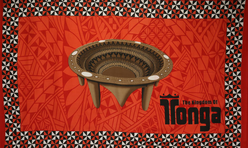 Kingdom of Tonga Kava Bowl All Around Border | Sarong Red