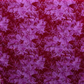 Hisbiscus Plumeria Tropical Leaves | Cotton Light Barkcloth Fabric Fuschia
