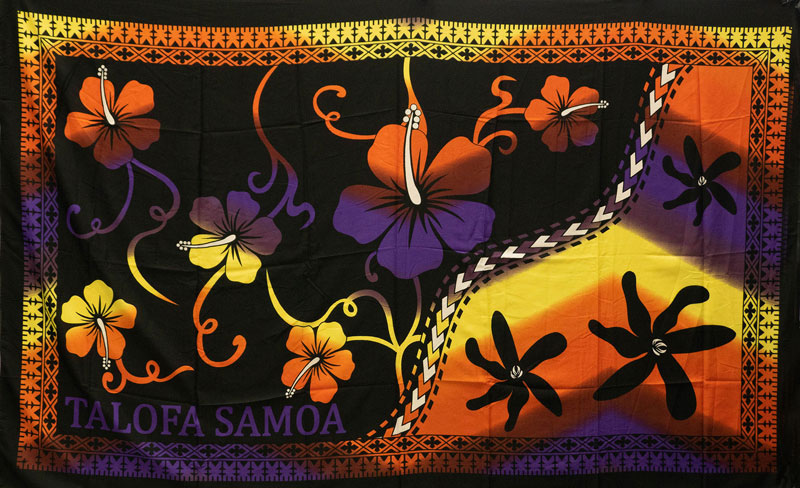 Multicolor Talofa Samoa/Hibiscus/Tiare | Sarong Orange/Yellow/Purple