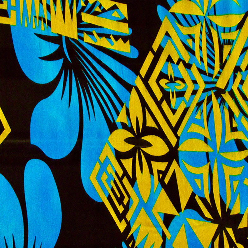 Hibiscus Geometric Floral Design | Rayon Fabric Blue