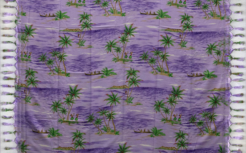 Palm Tree Hula dancers Sarong with Fringes  Purple