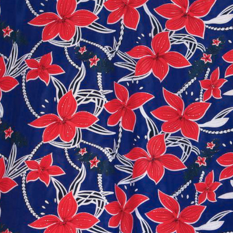 Large All Over Plumeria | Glitter Polyester Fabric BLue