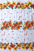 Hibiscus Triple Border | Polyester Fabric Yellow