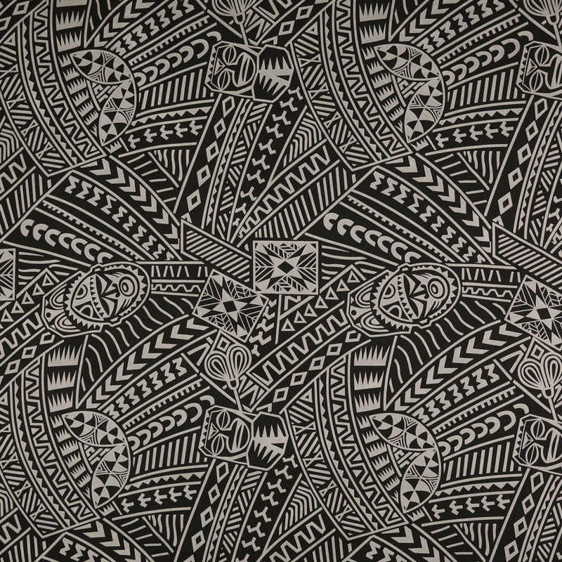 Polynesian Tiki Tribal Design | Polyester Flocking Fabric