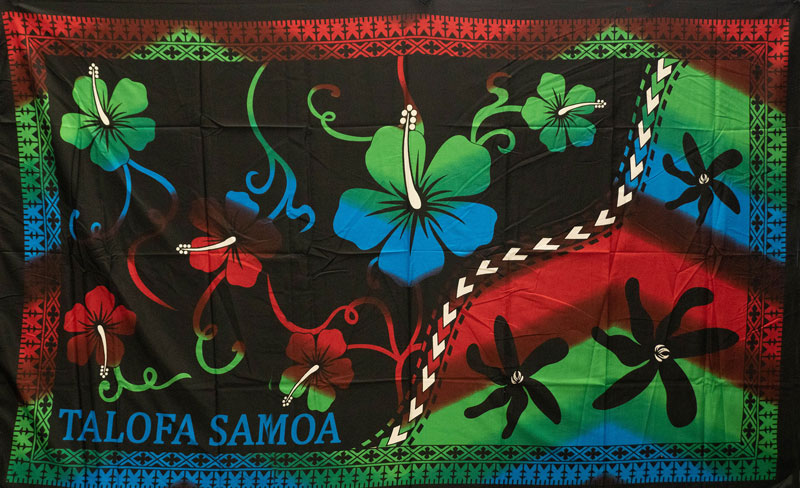 Multicolor Talofa Samoa/Hibiscus/Tiare | Sarong Red/Blue/Green