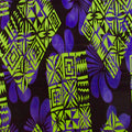 Hibiscus Geometric Floral Design | Rayon Fabric Purple