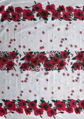 Hibiscus Triple Border | Polyester Fabric  Red