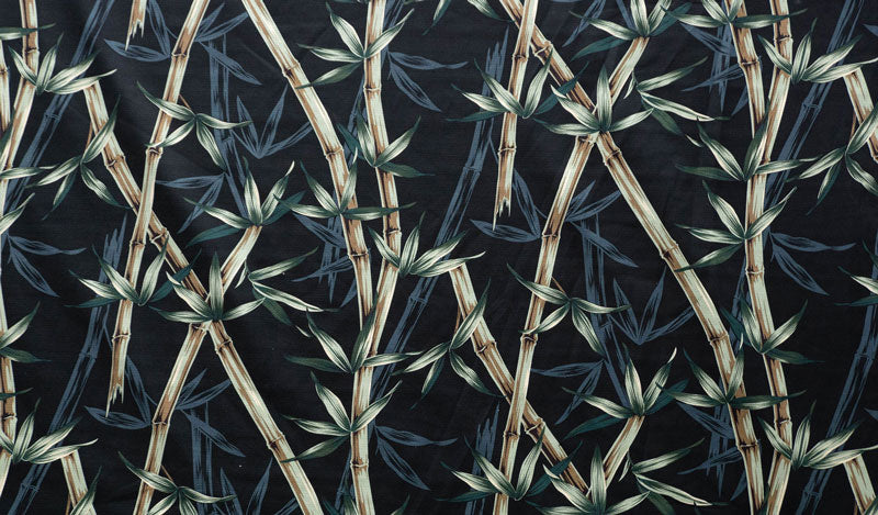 Bamboo Branches & Leaves | Blue | Upholstery Fabric Media 1 of 3
