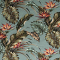 Monstera Banana Leaves Birds of Paradise | Heavy Barkcloth Fabric