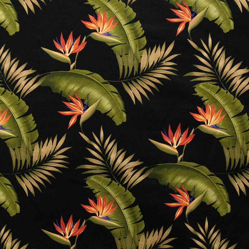Plumeria & Palm Leaf with Bird of Paradise Seeds | Cotton Fabric