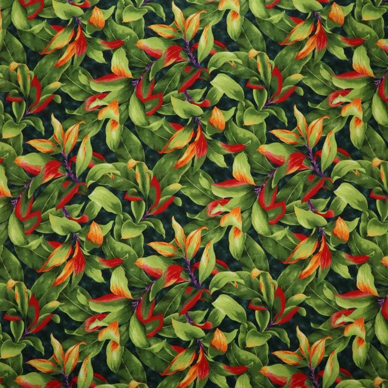 Colored Leaves | Cotton Light-Barkcloth Green