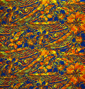 Traditional Polynesian Tattoo Hibiscus Plumeria Swirls Design | Cotton Fabric