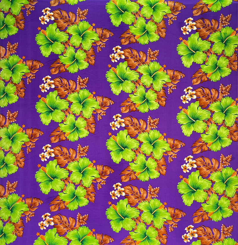 Hibiscus & Tropical Leaves Cluster All Over design | Peachskin Fabric