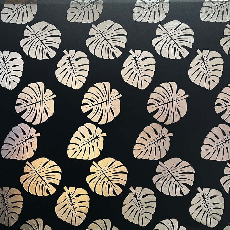 All Over Monstera Leaf Design Fabric | Foil Polyester