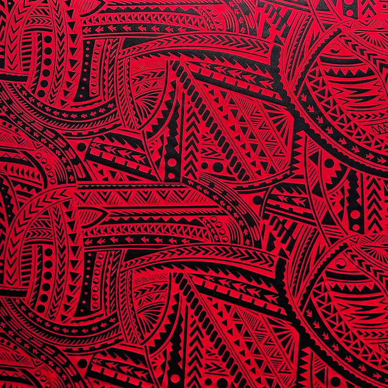 Traditional Polynesian Tattoo design Fabric| Polyester Foil