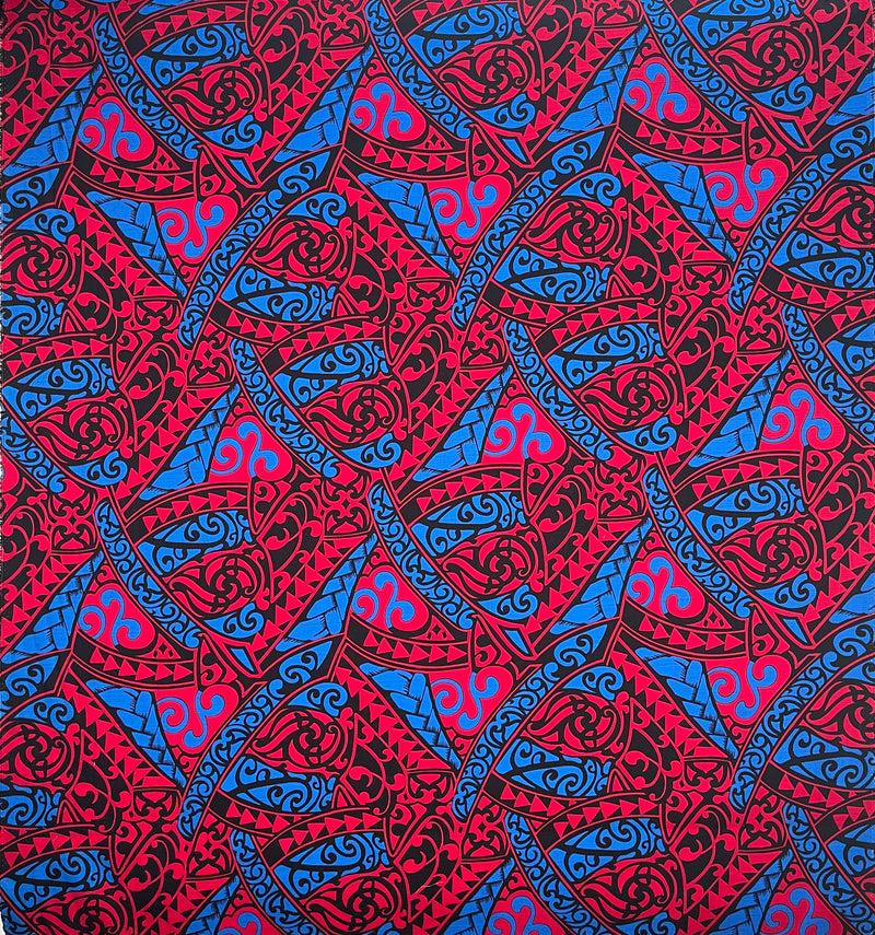 Polynesian Tribal Triangle formation design | Light Barkcloth Fabric