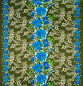 Triple Lily Border with tropical Flowers & Leaves | Rayon Fabric