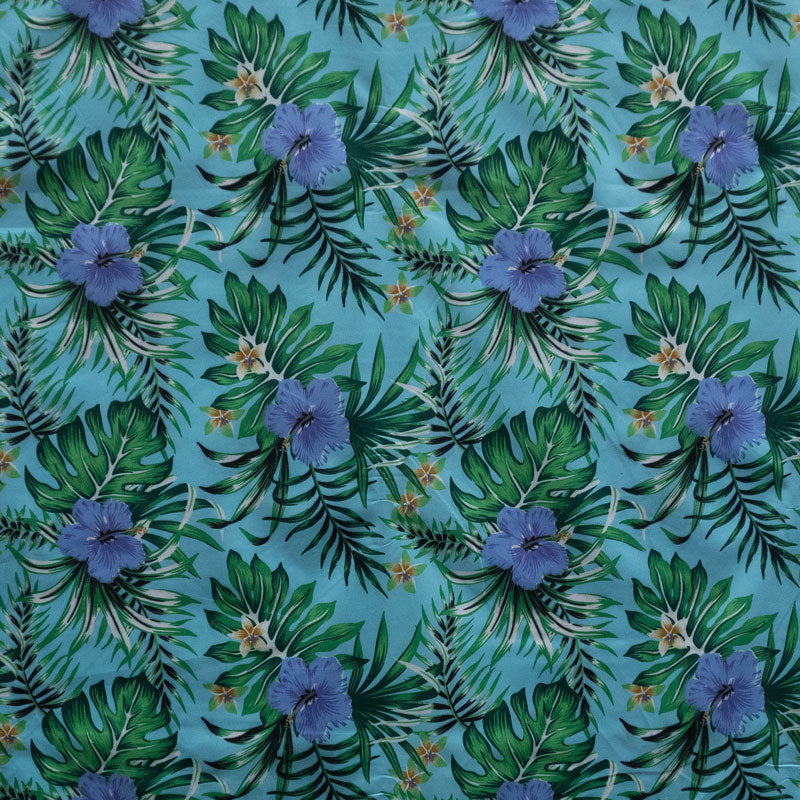 Hibiscus Monstera Palm leaves | Polyester Fabric
