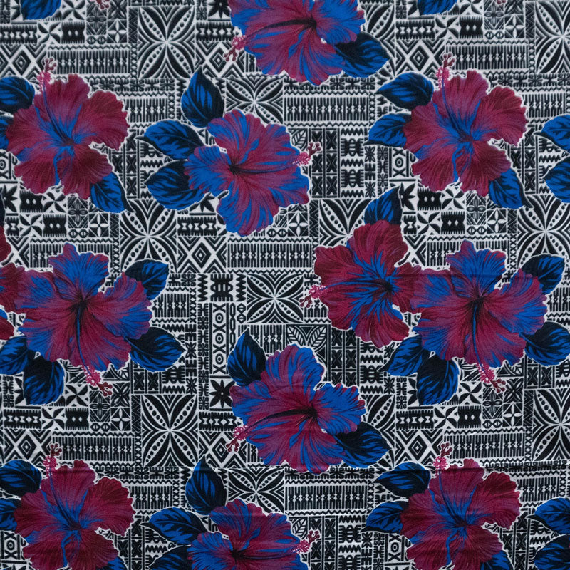 Hibisicus on traditional Tapa Fabric | Polyester