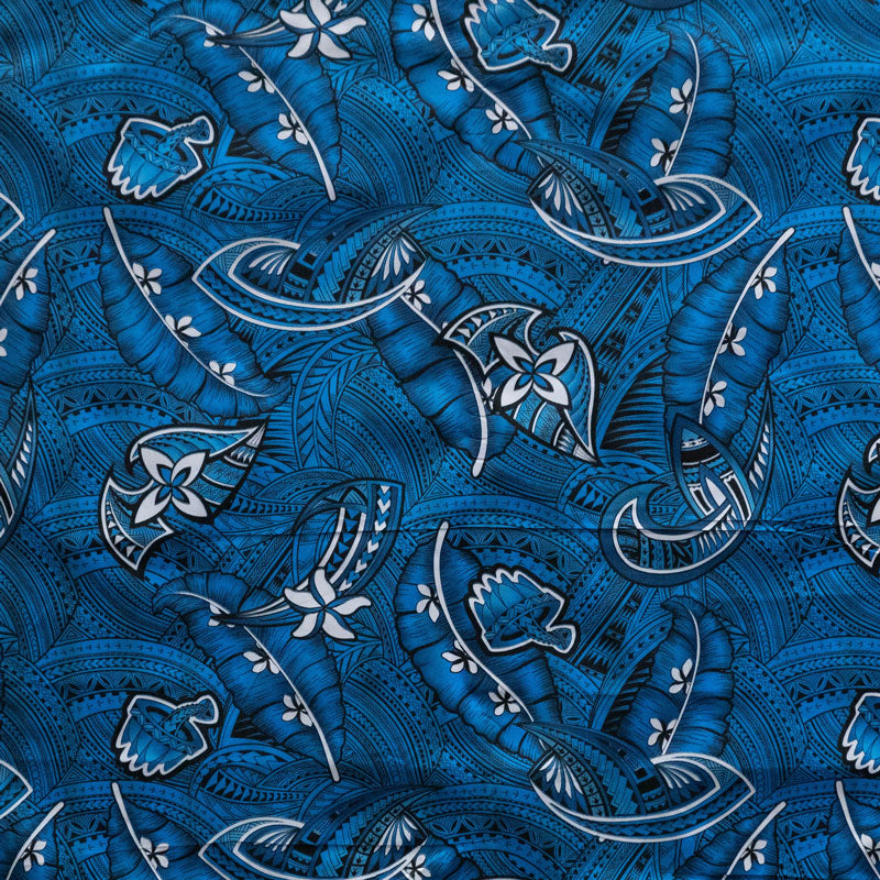 Traditional Polynesian Tattoo Plumeria Kava Bowl Design  | Polyester Fabric
