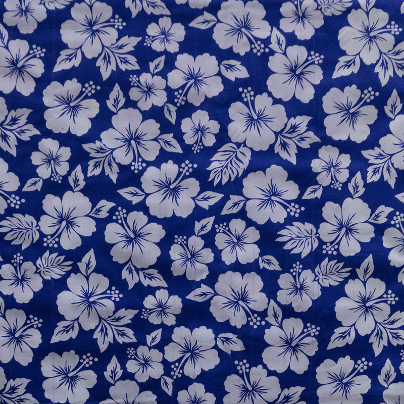 Hibiscus/Monstera | Polyester Fabric Blue