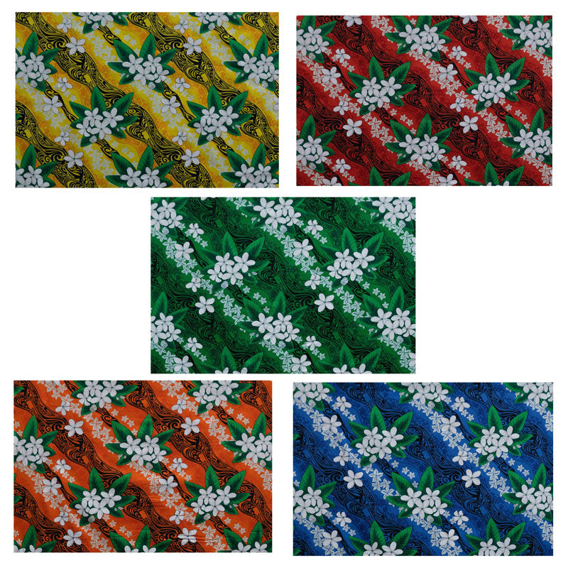 Tiare & Banana Leaf Tribal Design Fabric | Cotton