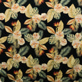 Hibiscus Birds of Paradise Palm Monstera Palm Banana Leaf | Cotton Fabric Black