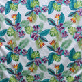 Hibiscus Birds of Paradise Palm Monstera Palm Banana Leaf | Cotton Fabric White