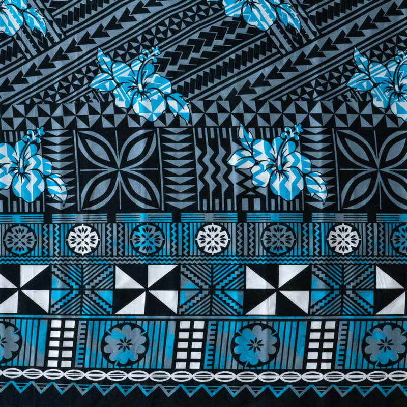 Traditional Polynesian Geometric Flower Design | Cotton Fabric