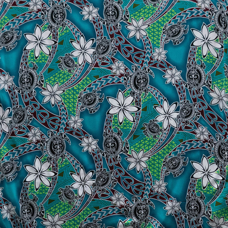 Tiare Sea Turtles Polynesian Tribal Design | Rayon Fabric