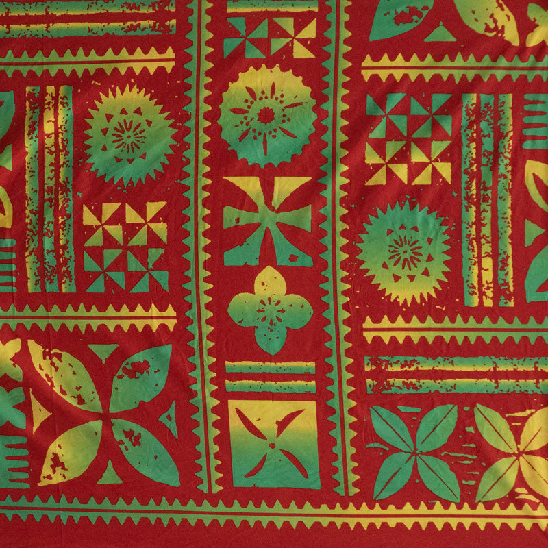 Traditional Polynesian Geometric design | Peachskin Fabric Red