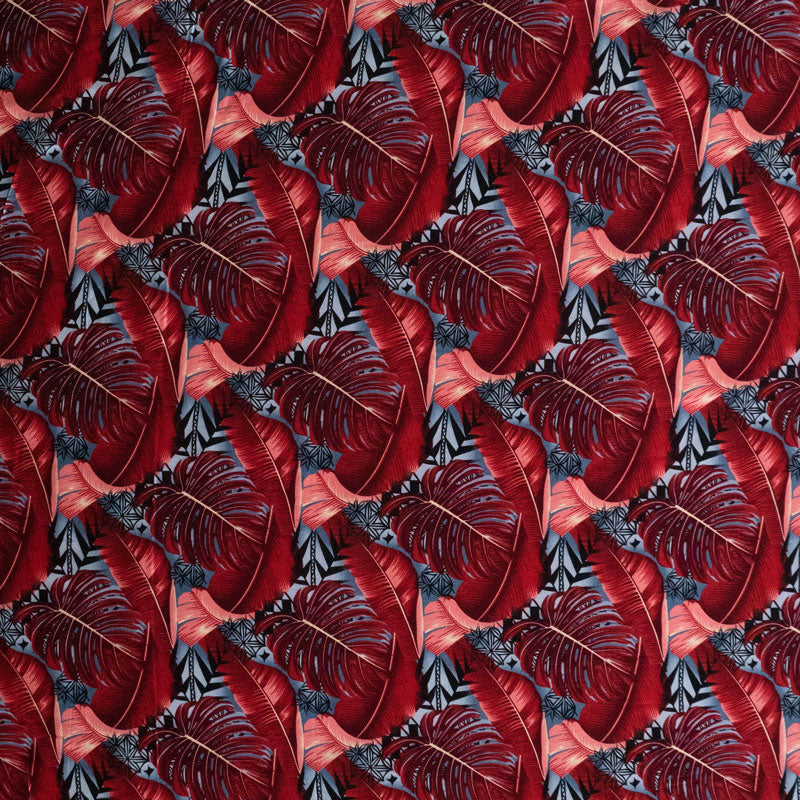 Split & Banana Leaf w/ Traditional Tribal design Fabric | Rayon Poplin