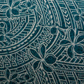 Plumeria Tribal Design | Peachskin Fabric Teal White